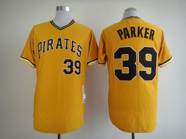 Men Pittsburgh Pirates 39 Parker Yellow Throwback MLB Jerseys